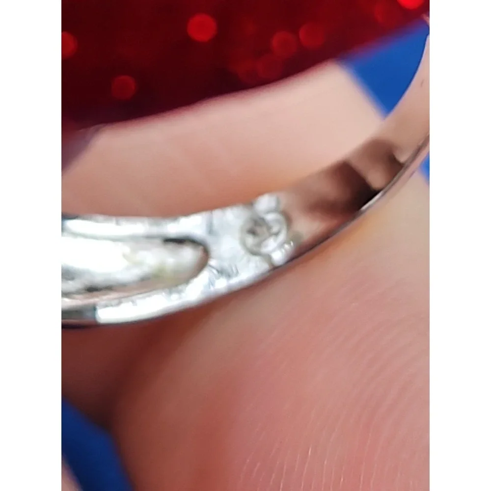 Sterling Silver Amethyst Heart Ring Domed Ridge Love 8mm Wide Size 10